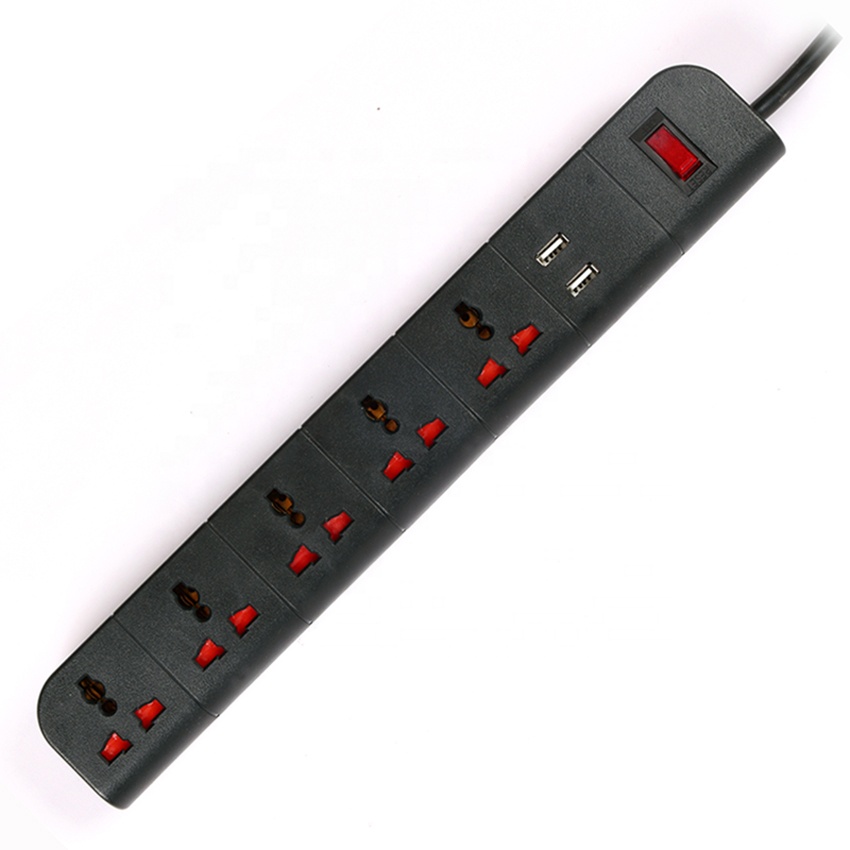 5 Outlet Universal Multi Power Strip Socket With Usb Charger